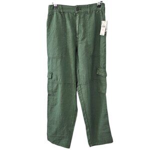 Anthropologie Pilcro Slim Linen Blend Beach Cargo Pants, Green, Size XS, NWT